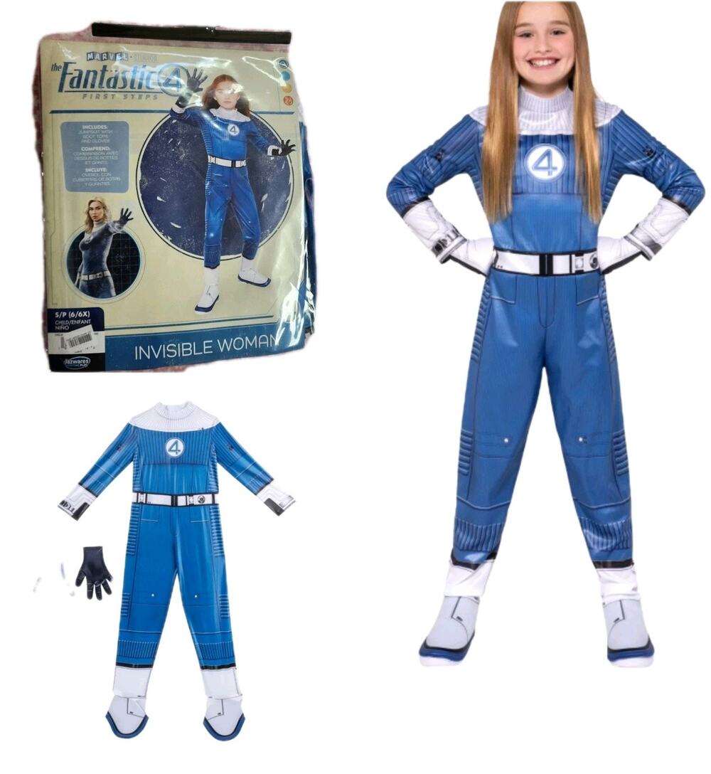 Child's DISNEY STORE MARVEL THE FANTASTIC 4 INVISIBLE WOMAN COSTUME Small 6/6X